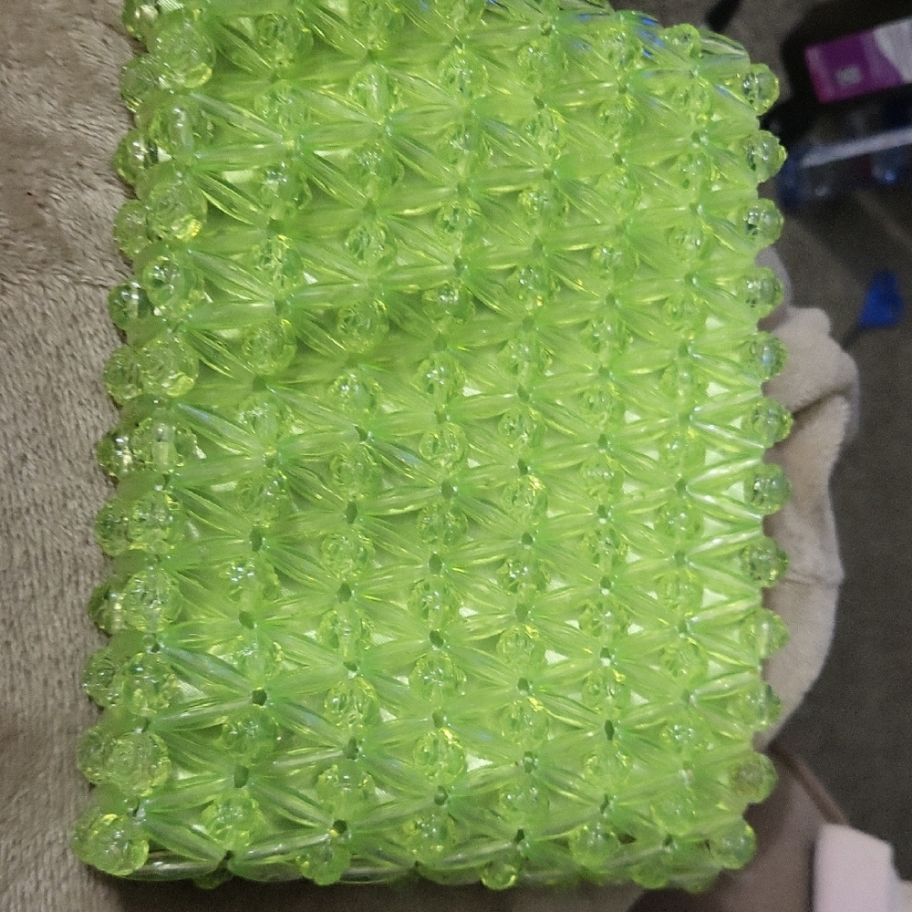 Vibrant Green Beaded Clutch